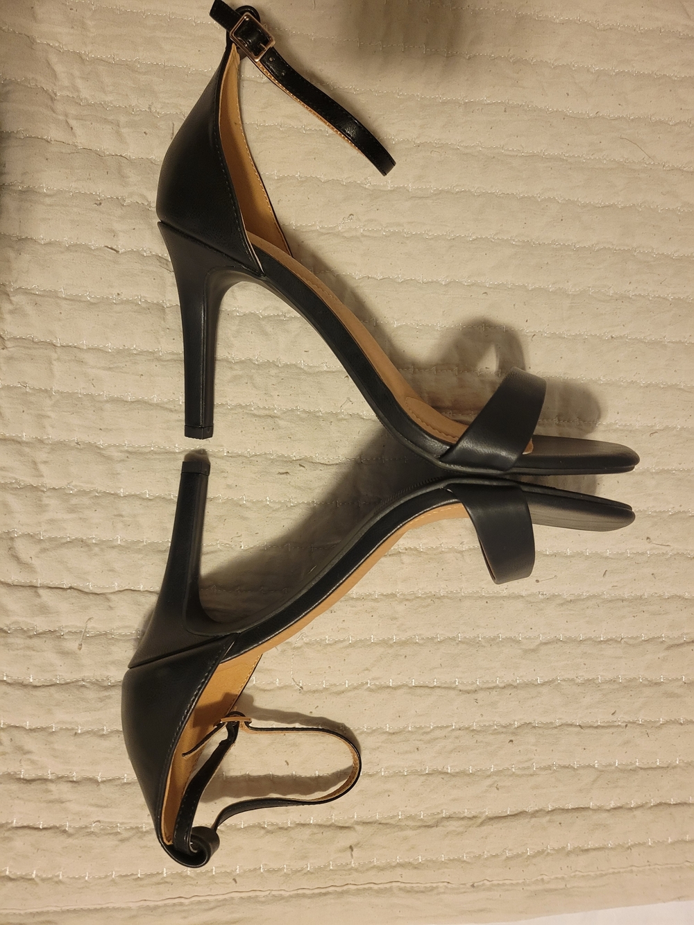 Lane Bryant Black Strappy Square-Toe Heels 9 Wide LBD Minimalist Chick